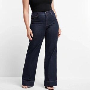 Vintage Womens Dark Indigo Wash Wide leg Y2K 90s Denim Jeans